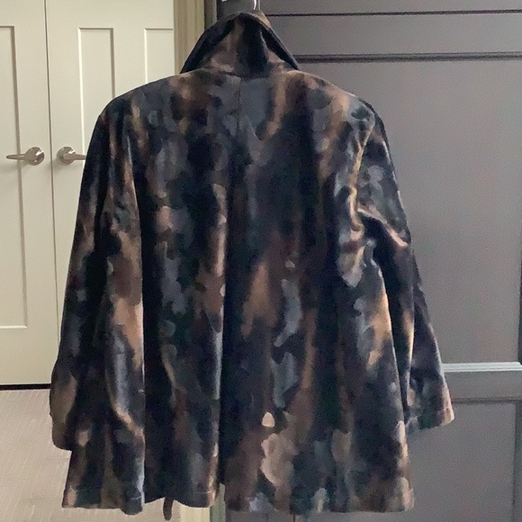 De Sentino Womens Faux fur Velvet Zip-Up Animal Print  Swing Jacket L/XL - Picture 9 of 12